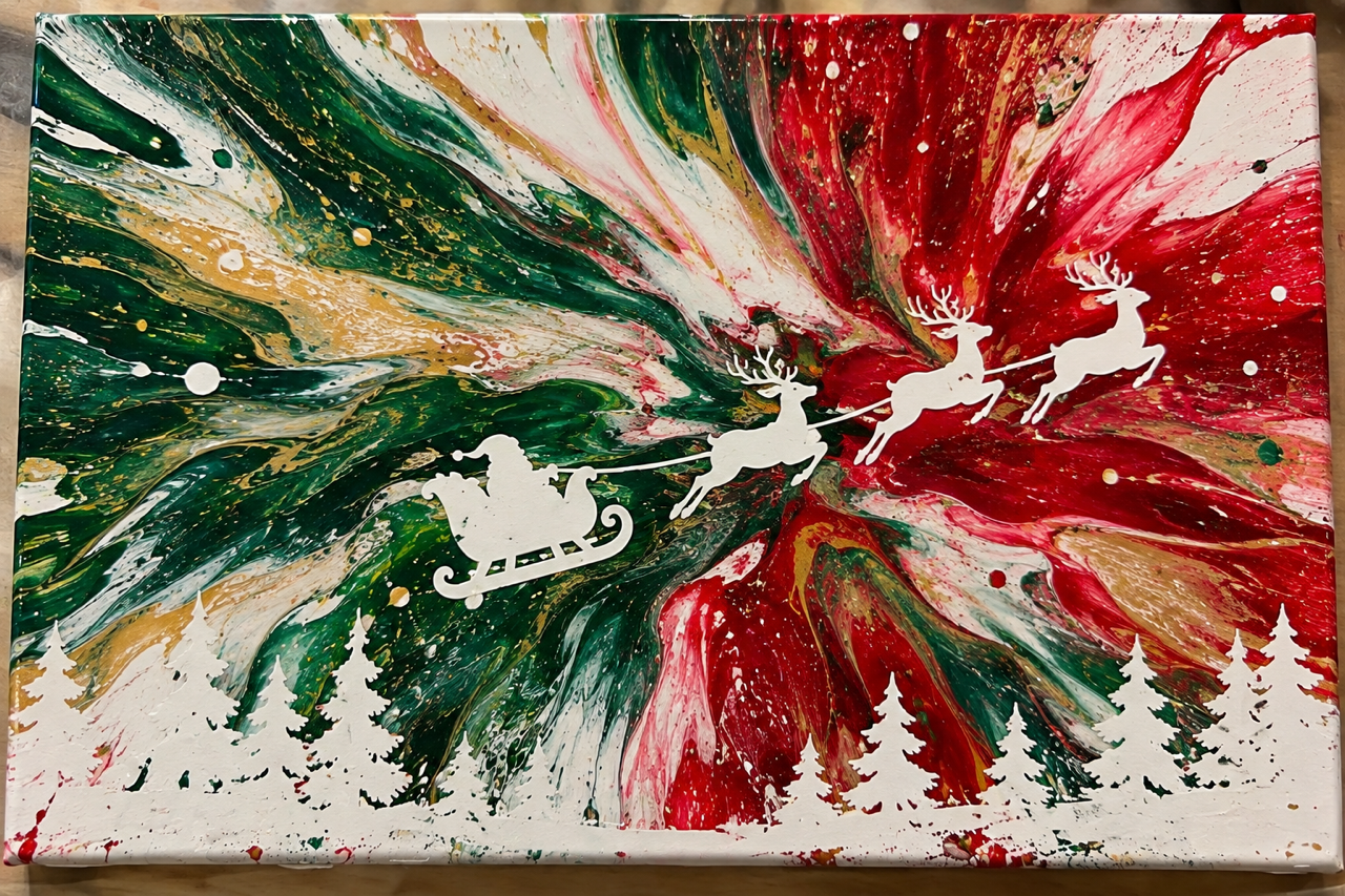 Atelier Spin Art avec pochoir Spécial NOEL
